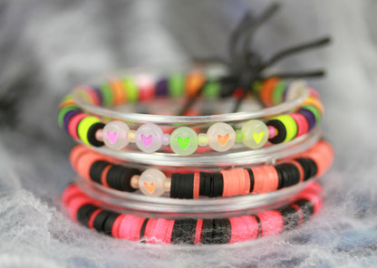 Neon Mix – 3er Katsuki Polymer Clay Armbandset | Halloween Edition