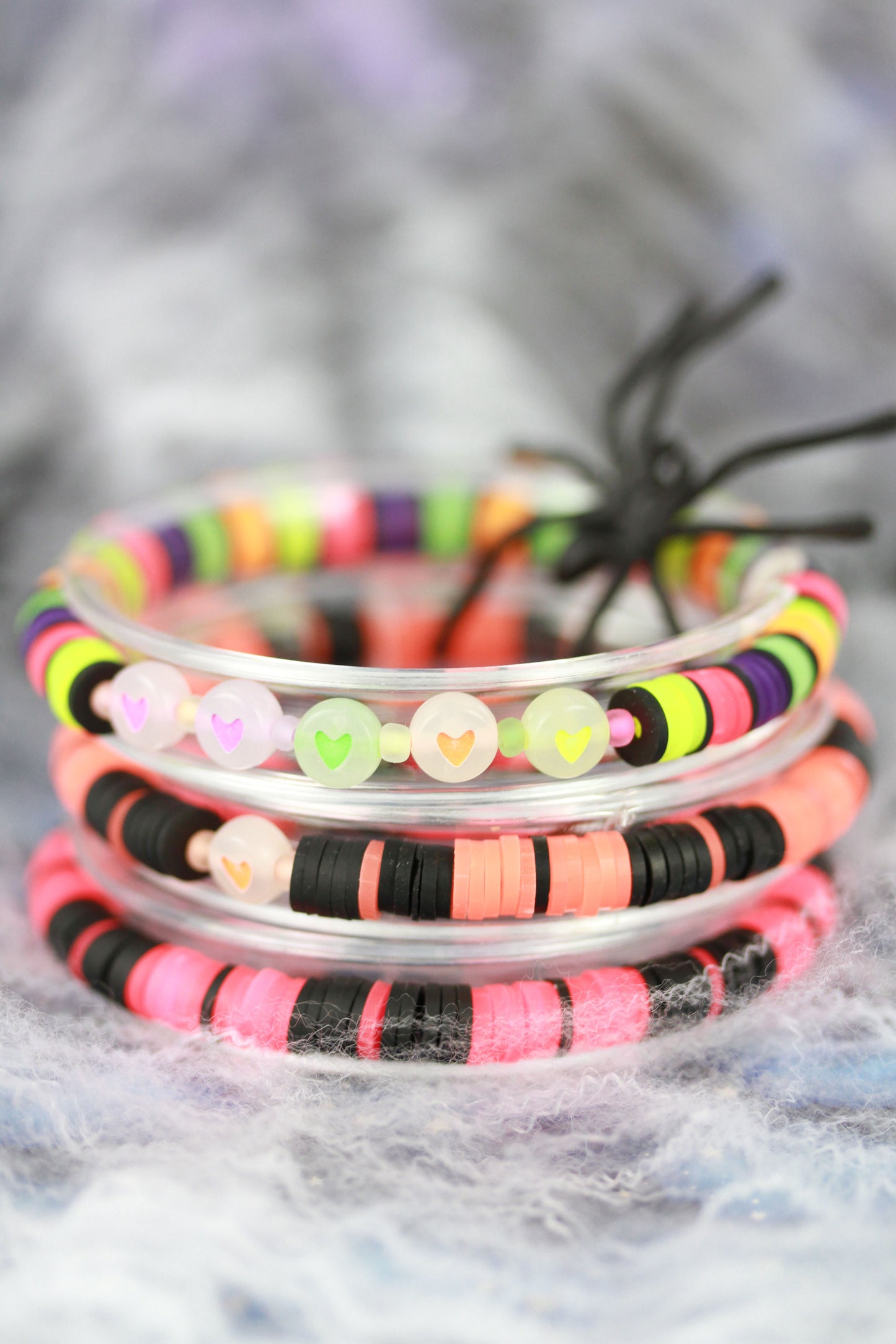 Neon Mix – 3er Katsuki Polymer Clay Armbandset | Halloween Edition