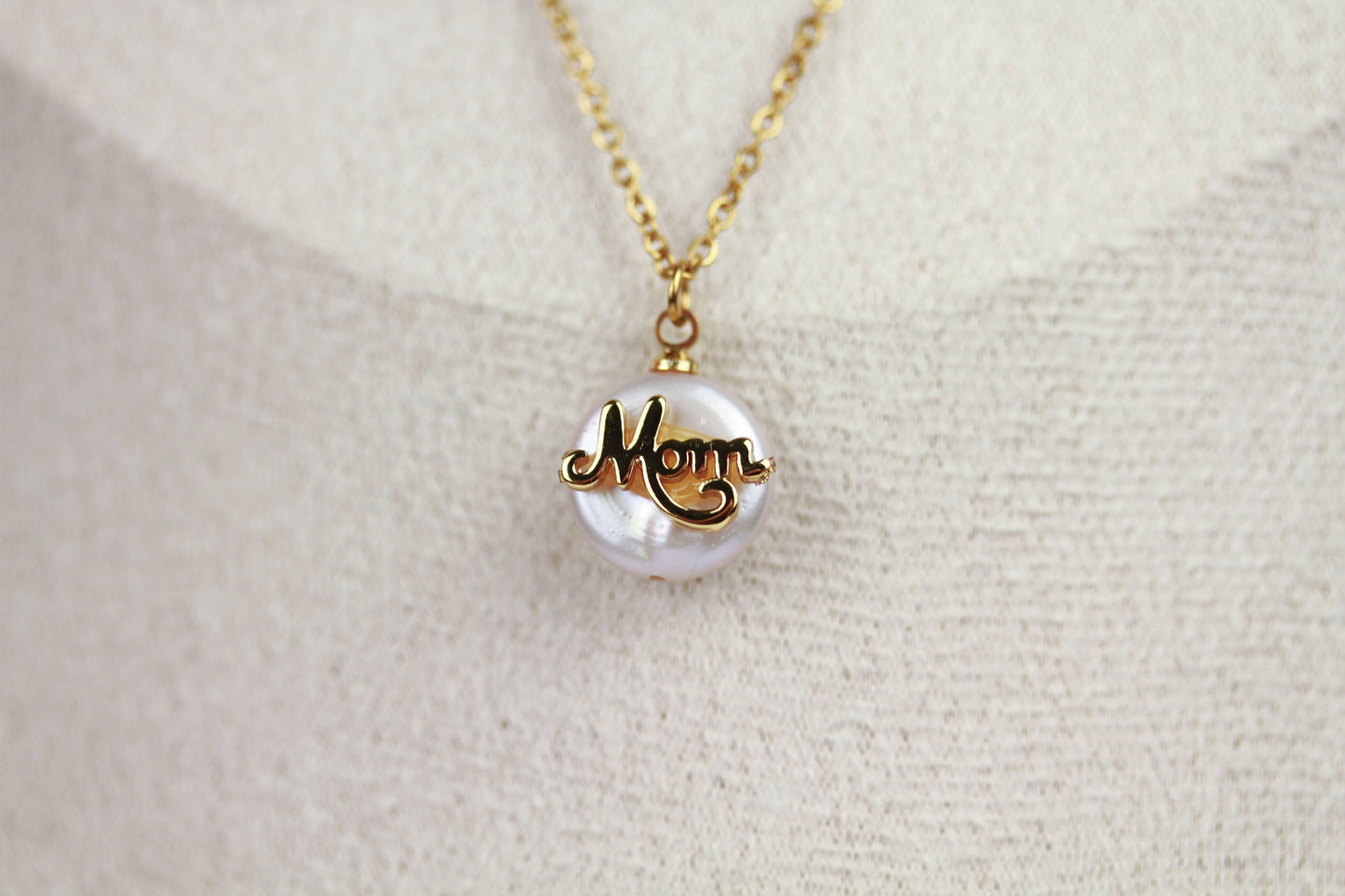 Layering-Schmuckset „Mom“ – Rosenquarz Halskettenset mit Anhänger