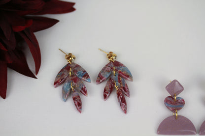 Polymer Clay Hängeohrringe – Kollektion Saphir Scarlet | Statement Schmuck