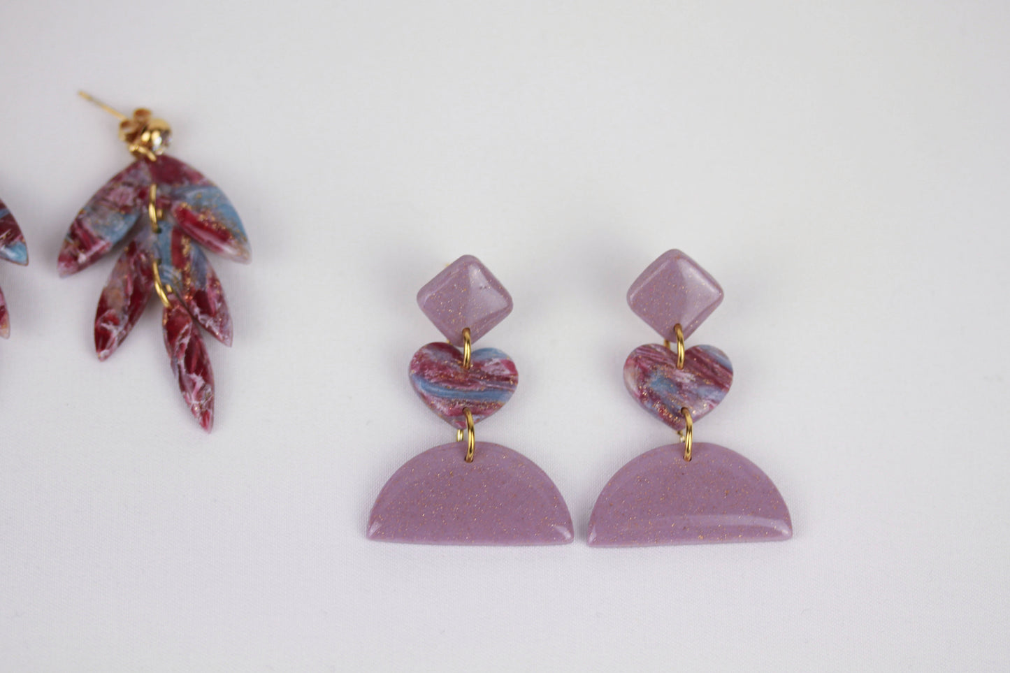 Polymer Clay Hängeohrringe – Kollektion Saphir Scarlet | Statement Schmuck