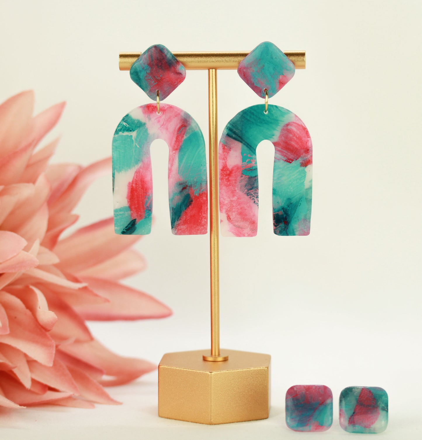 Sommer Ohrringe & Ohrstecker Set – Handgemachte bunte Polymer Clay Statement Pieces