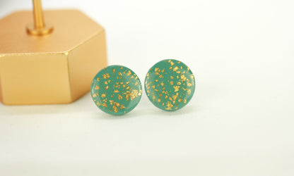 Gold-Türkise Oriental Ohrringe – Handgefertigtes 2er Polymer Clay Set