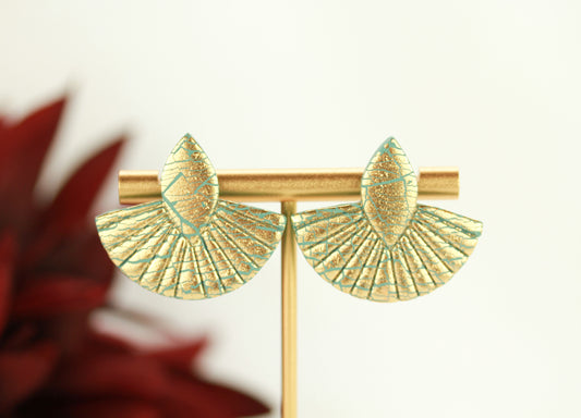 Gold-Türkise Oriental Ohrringe – Handgefertigtes 2er Polymer Clay Set