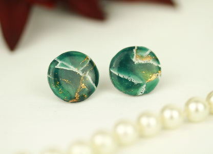 Grüne natursteininspirierte Statement Ohrringe – Kollektion Aureleaf | Handgemacht