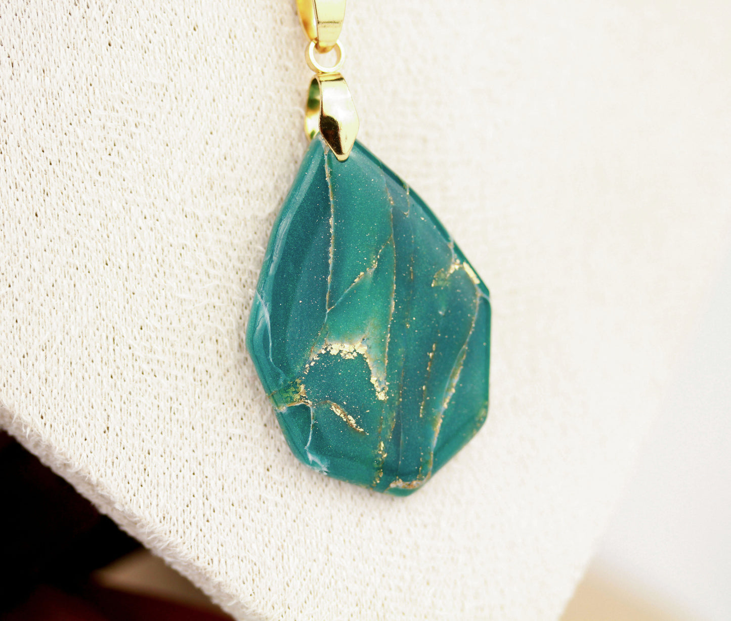 Türkis-Gold Marmor Ohrringe & Halskette – Polymer Clay Schmuckset | Kollektion Turéa