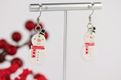Schneemann Weihnachts Ohrringe – Handgefertigte Polymer Clay Statement Ohrringe