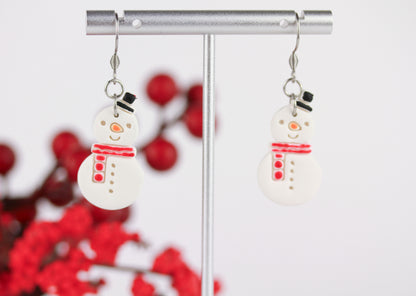 Schneemann Weihnachts Ohrringe – Handgefertigte Polymer Clay Statement Ohrringe