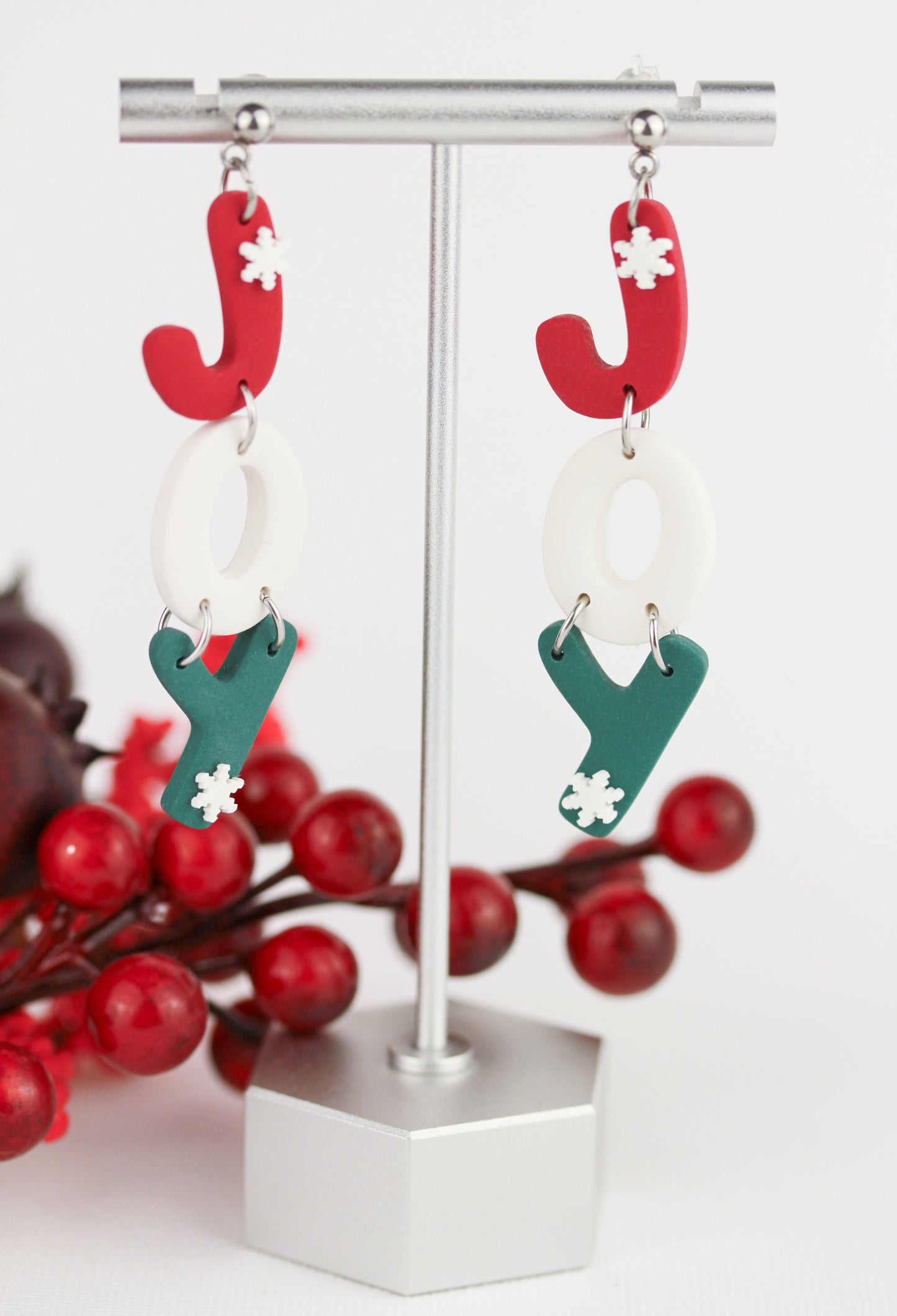 JOY Weihnachts Ohrringe – Handgefertigte Polymer Clay Statement Ohrringe