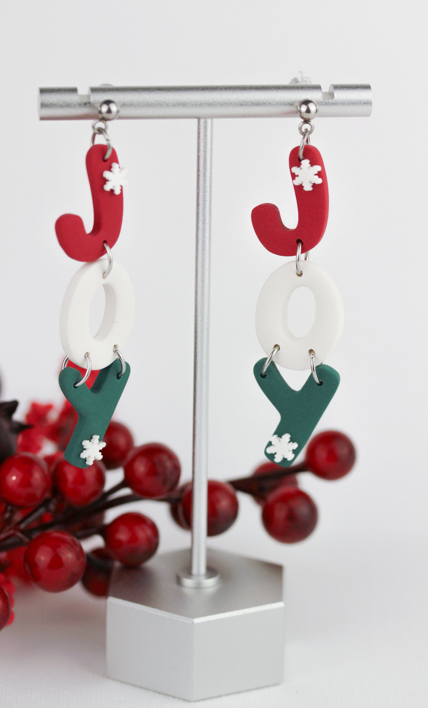 JOY Weihnachts Ohrringe – Handgefertigte Polymer Clay Statement Ohrringe