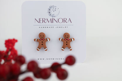 Lebkuchenmann Polymer Clay Ohrstecker – Handgefertigte Weihnachts Ohrringe
