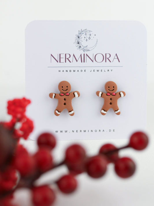 Lebkuchenmann Polymer Clay Ohrstecker – Handgefertigte Weihnachts Ohrringe