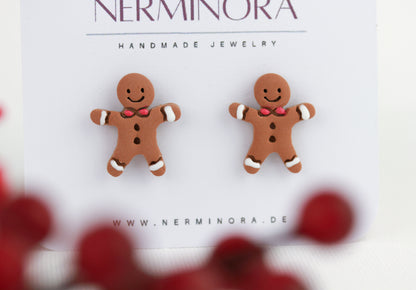 Lebkuchenmann Polymer Clay Ohrstecker – Handgefertigte Weihnachts Ohrringe