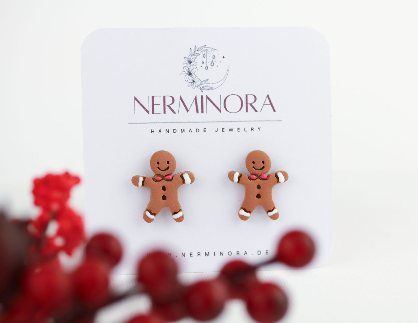Lebkuchenmann Polymer Clay Ohrstecker – Handgefertigte Weihnachts Ohrringe