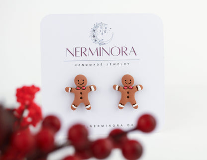 Lebkuchenmann Polymer Clay Ohrstecker – Handgefertigte Weihnachts Ohrringe