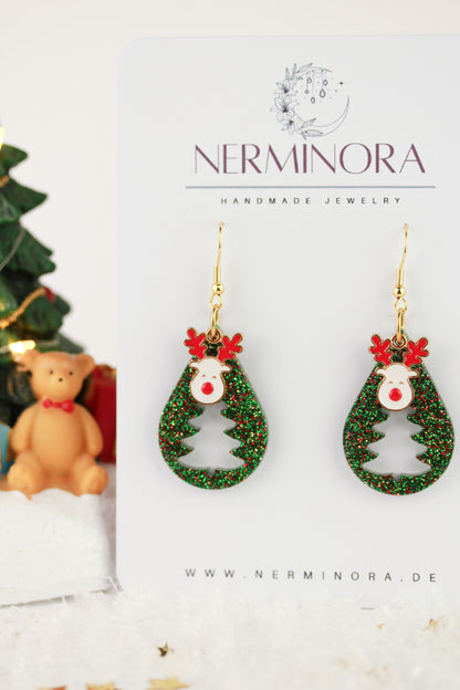 Grüne Weihnachts Harz Ohrringe – Handgemachte Statement Ohrhänger