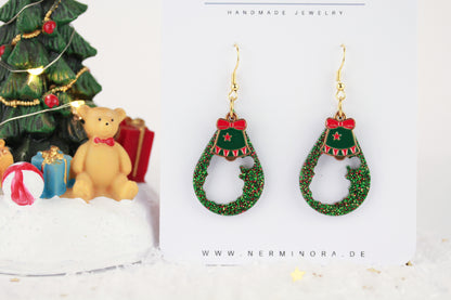 Grüne Weihnachts Harz Ohrringe – Handgemachte Statement Ohrhänger