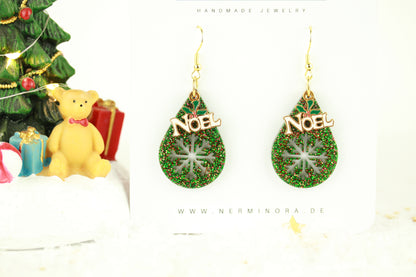 Grüne Weihnachts Harz Ohrringe – Handgemachte Statement Ohrhänger