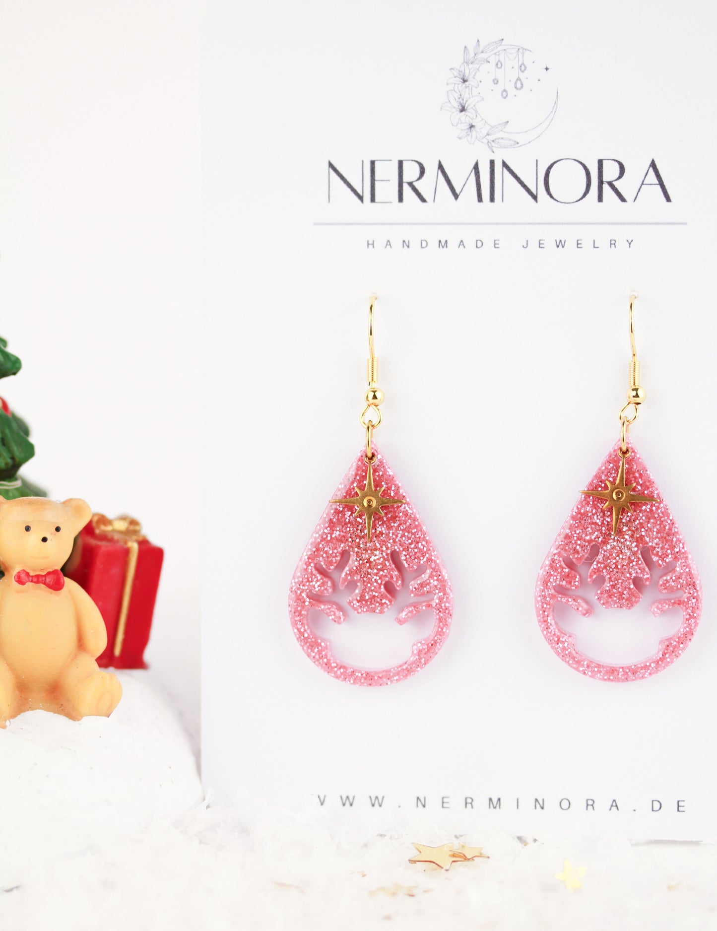 Weihnachtliche Harz Ohrringe – Handgefertigte Statement Ohrringe