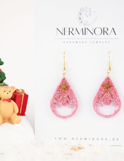 Weihnachtliche Harz Ohrringe – Handgefertigte Statement Ohrringe