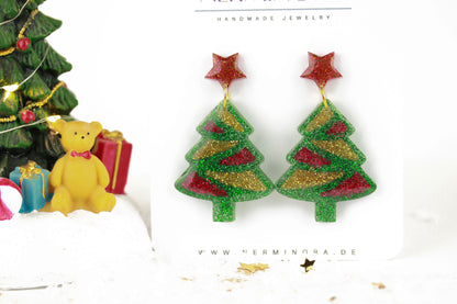 Weihnachtliche Harz Ohrringe – Handgefertigte Statement Ohrringe
