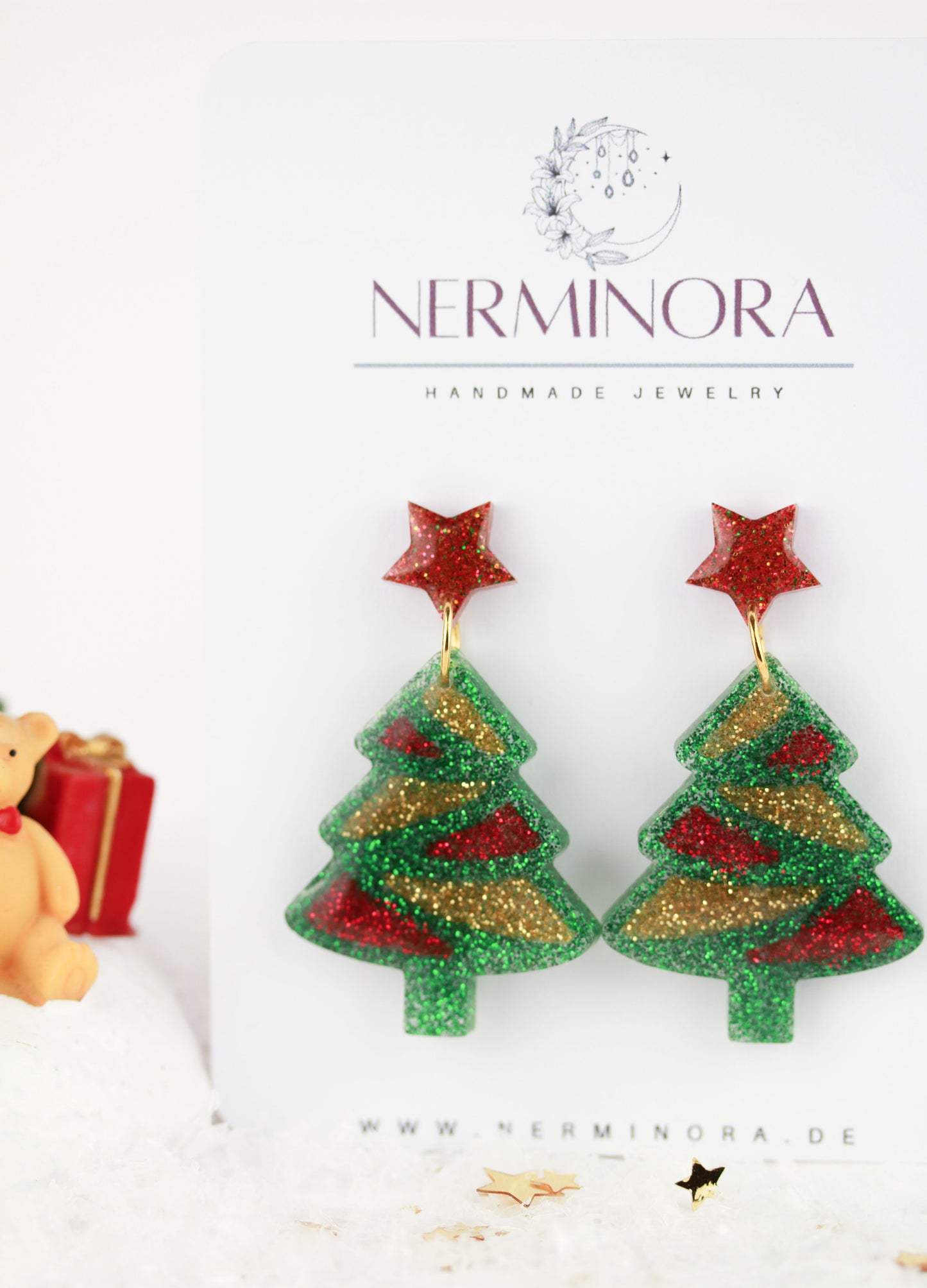 Weihnachtliche Harz Ohrringe – Handgefertigte Statement Ohrringe