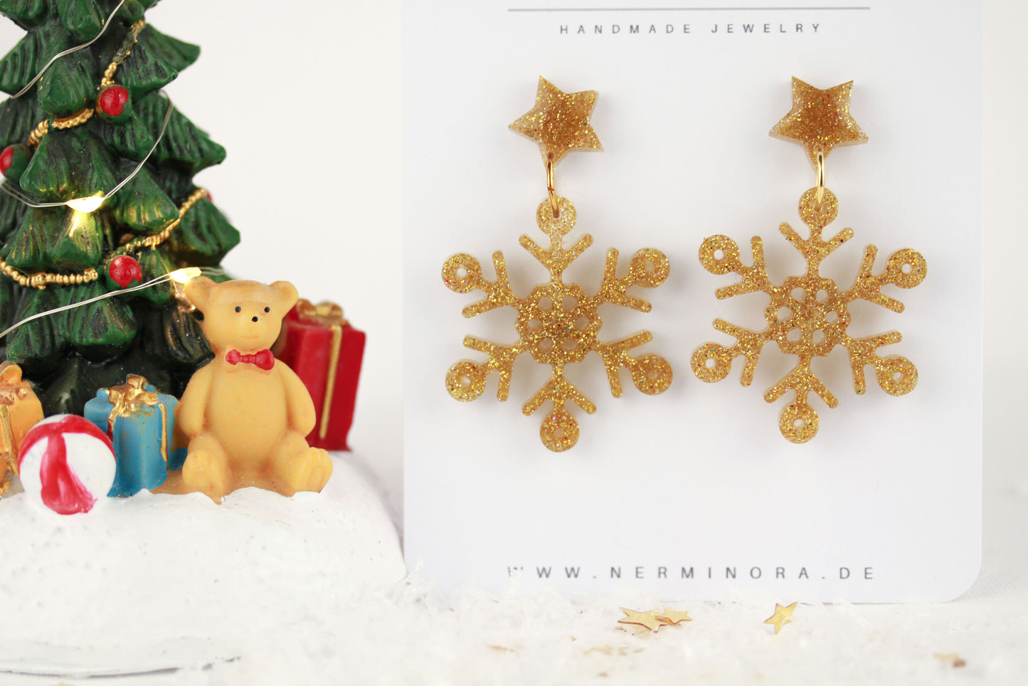 Weihnachtliche Harz Ohrringe – Handgefertigte Statement Ohrringe