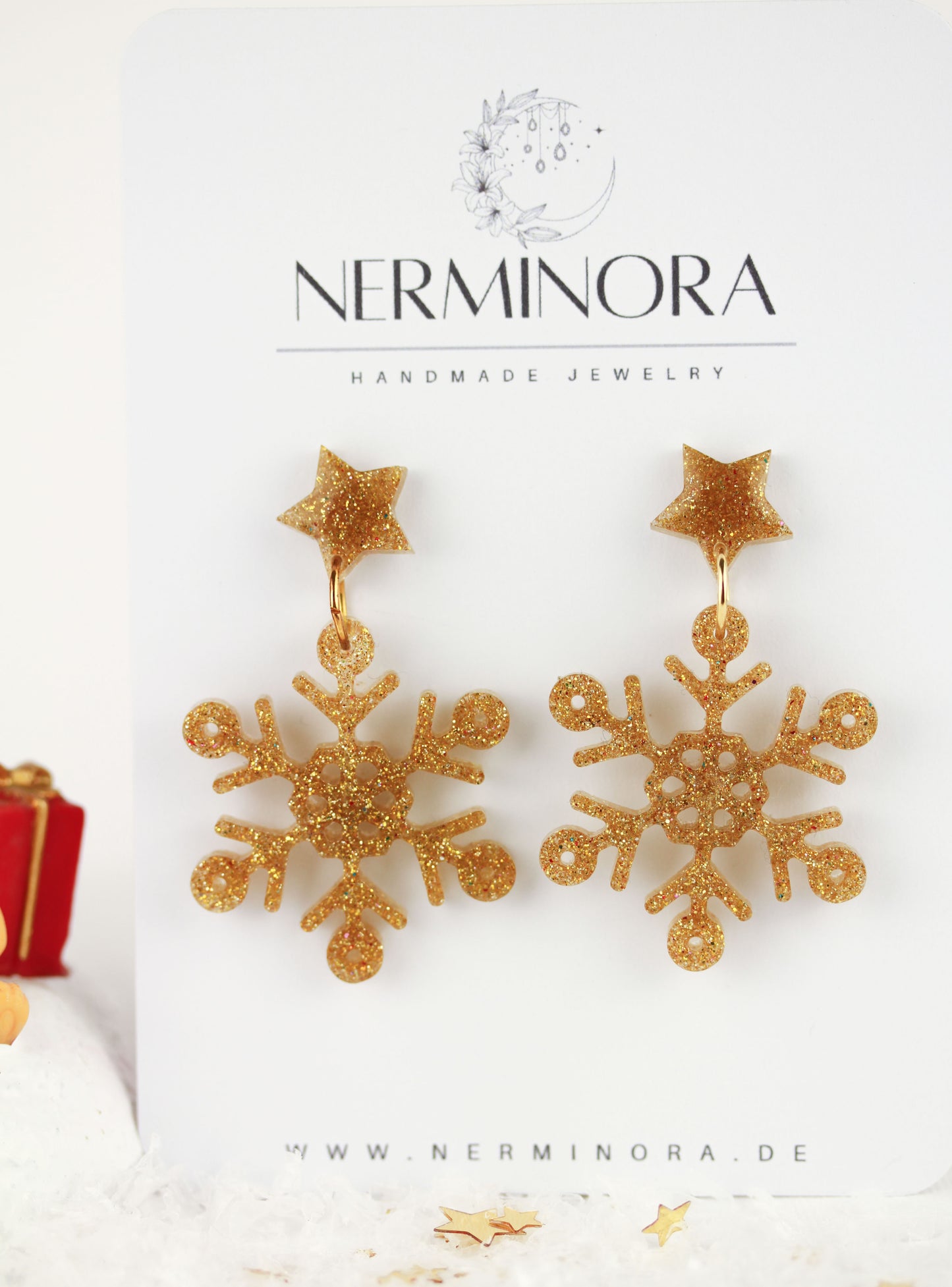 Weihnachtliche Harz Ohrringe – Handgefertigte Statement Ohrringe