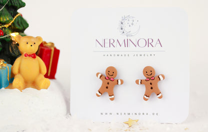 Lebkuchenmann Polymer Clay Ohrstecker – Handgefertigte Weihnachts Ohrringe