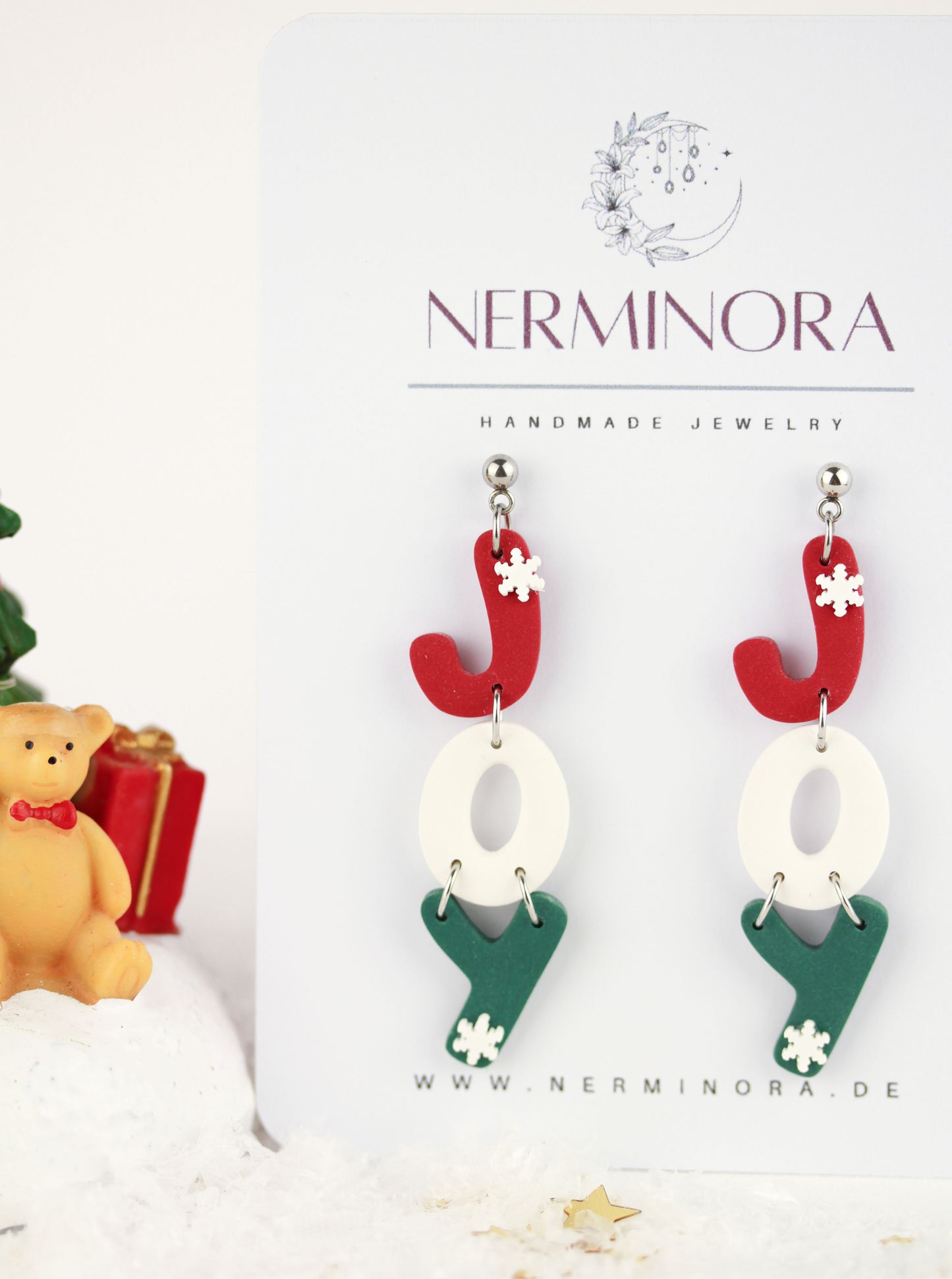 JOY Weihnachts Ohrringe – Handgefertigte Polymer Clay Statement Ohrringe