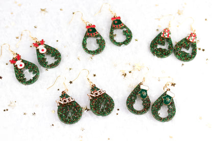 Grüne Weihnachts Harz Ohrringe – Handgemachte Statement Ohrhänger