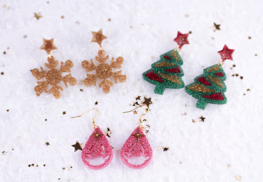Weihnachtliche Harz Ohrringe – Handgefertigte Statement Ohrringe
