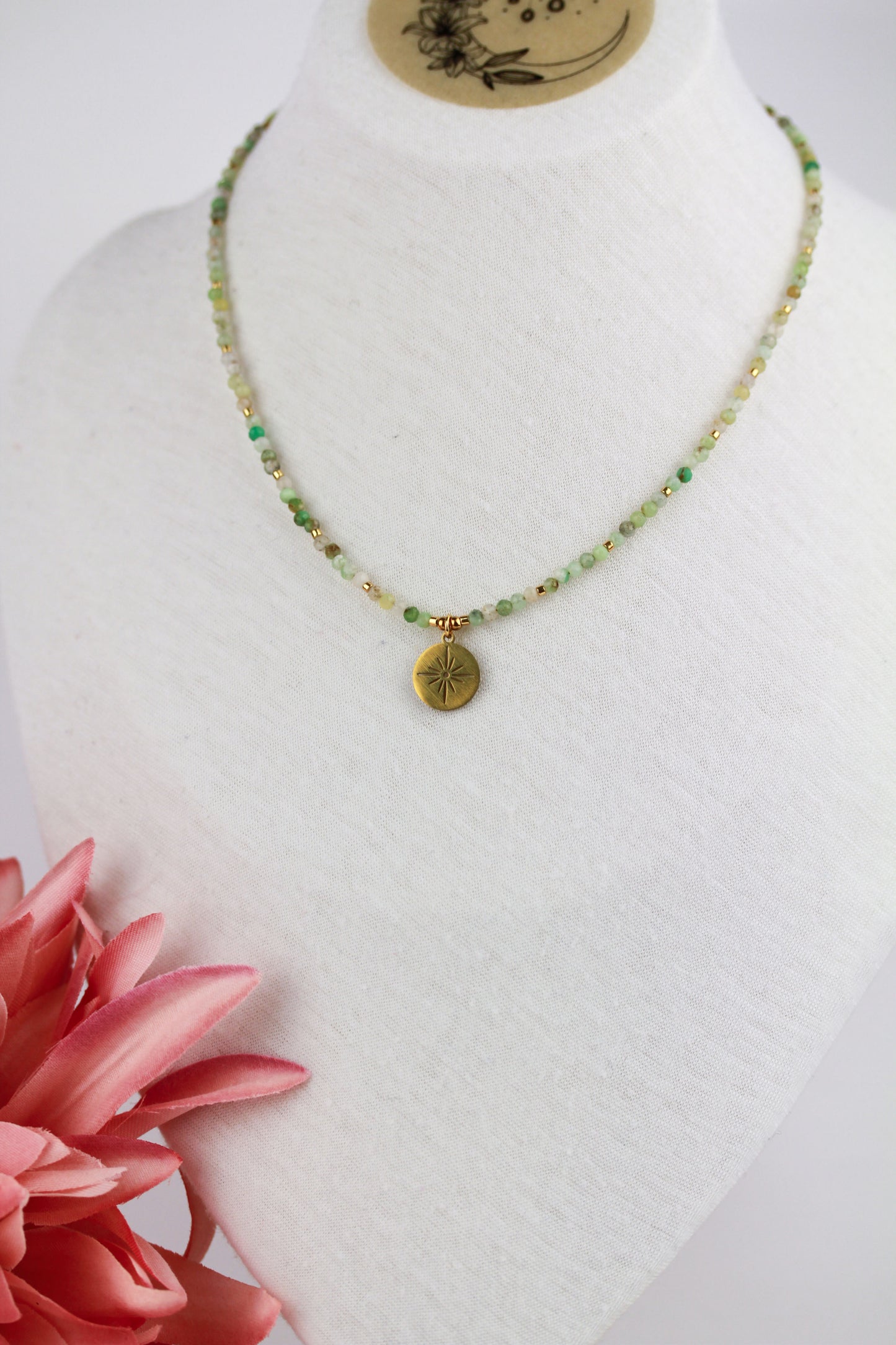 Aventurin Naturstein Choker mit Anhänger – Handgefertigt