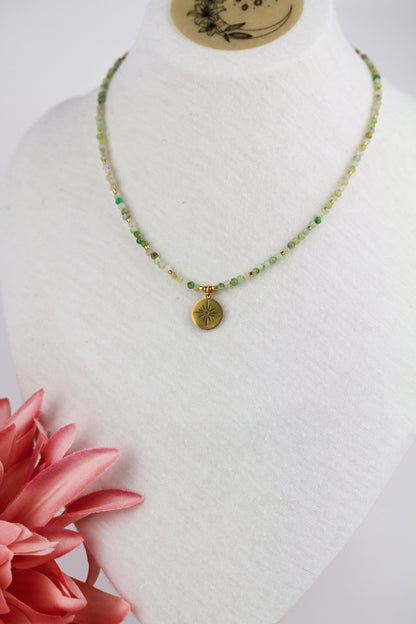 Aventurin Naturstein Choker mit Anhänger – Handgefertigt