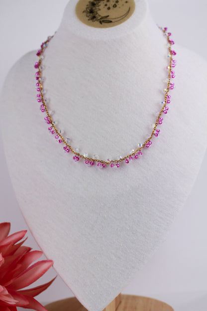 Rosa Perlen Choker Halskette – Handgefertigt