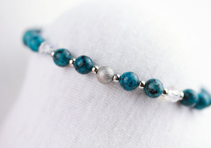 Türkis-Blaue Perlenkette & Armband – Handgefertigtes Schmuckset