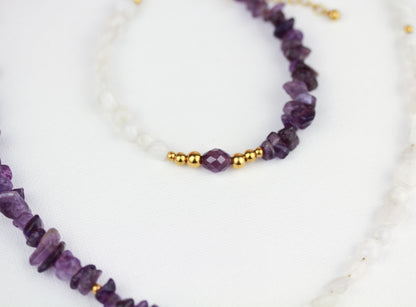 Amethyst und Quarz Schmuckset – Halskette, Armband & Ohrringe | Handgefertigt