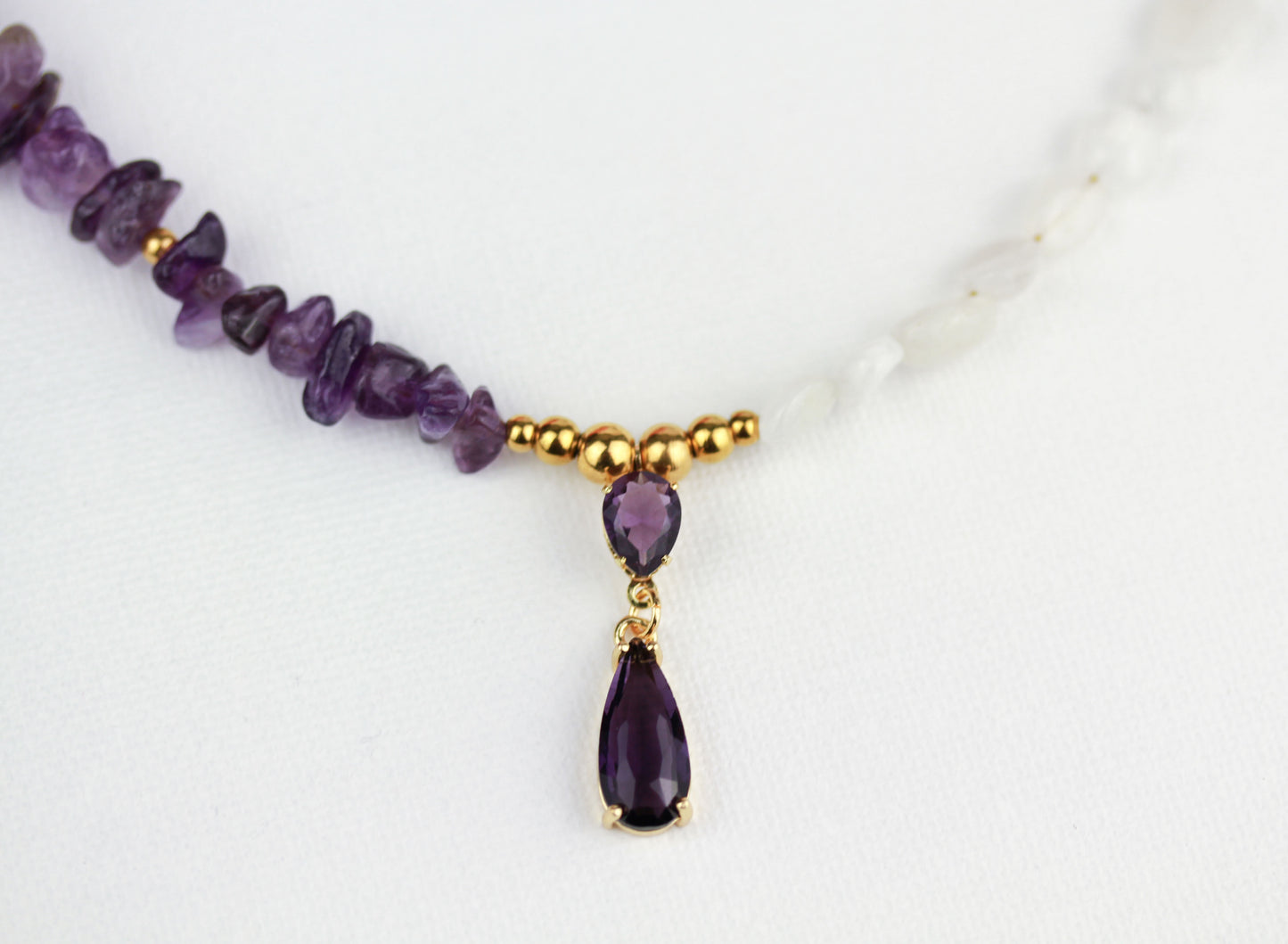 Amethyst und Quarz Schmuckset – Halskette, Armband & Ohrringe | Handgefertigt