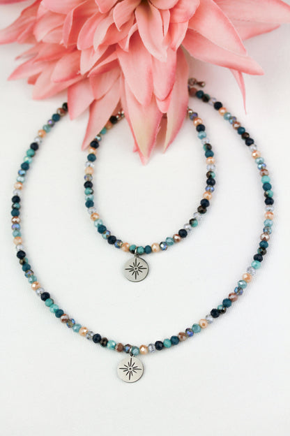 Blaues Perlen Schmuckset – Kette & Armband | Handgefertigt