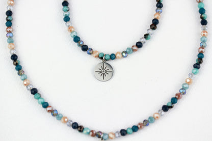 Blaues Perlen Schmuckset – Kette & Armband | Handgefertigt