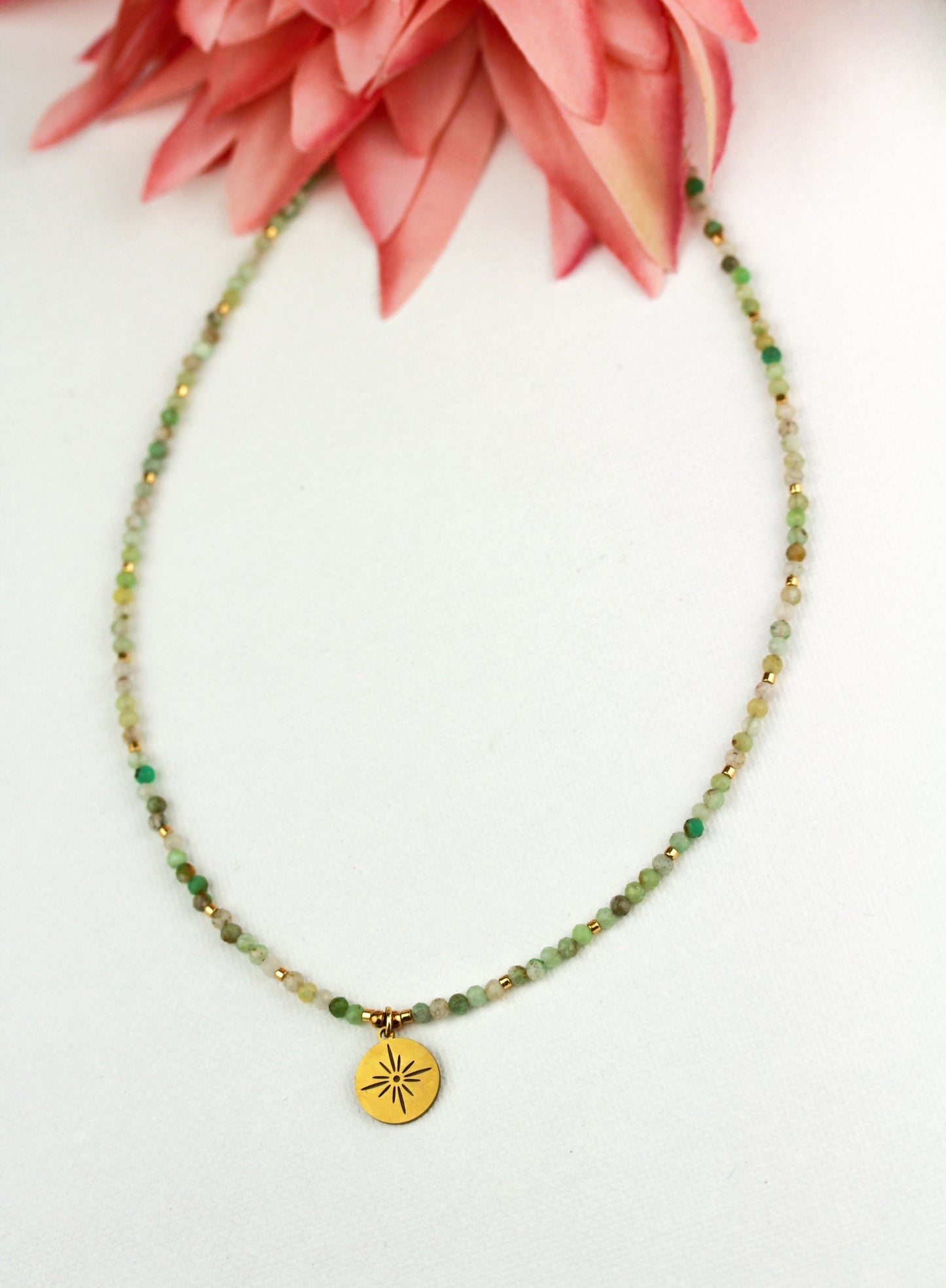 Aventurin Naturstein Choker mit Anhänger – Handgefertigt