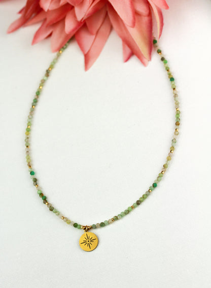 Aventurin Naturstein Choker mit Anhänger – Handgefertigt