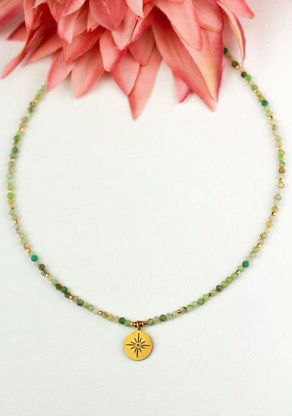 Aventurin Naturstein Choker mit Anhänger – Handgefertigt