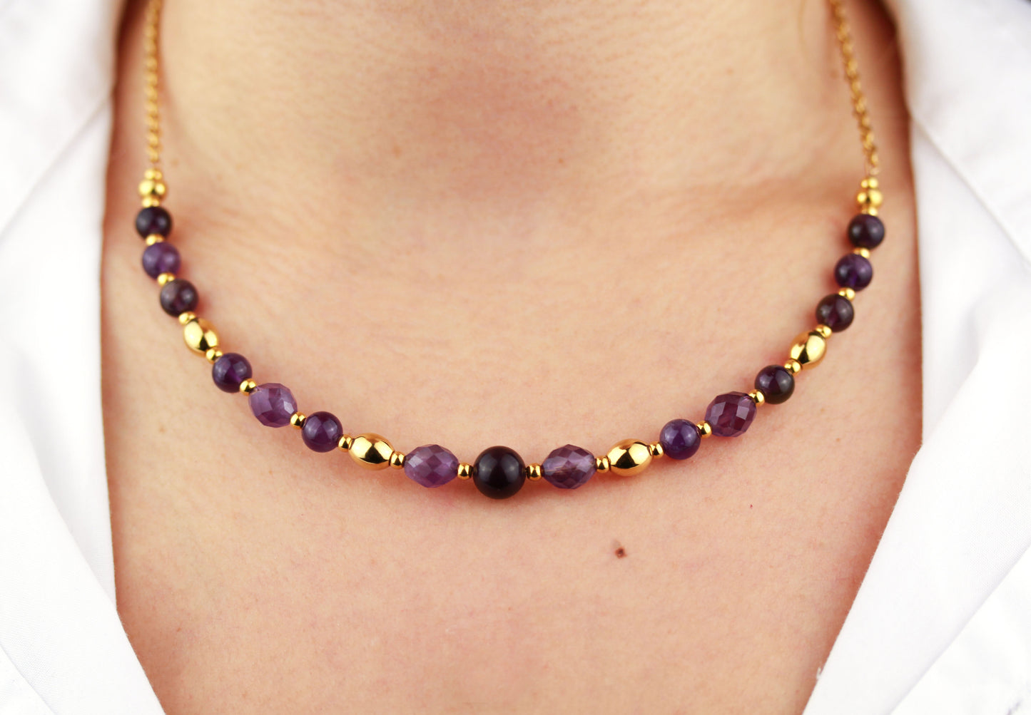 Amethyst Perlenkette – Naturstein für Ruhe, Klarheit & Inspiration