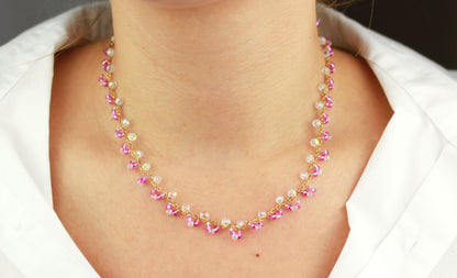 Rosa Perlen Choker Halskette – Handgefertigt