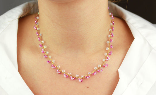 Rosa Perlen Choker Halskette – Handgefertigt