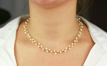 Weiße Perlen Choker Halskette – Handgefertigt