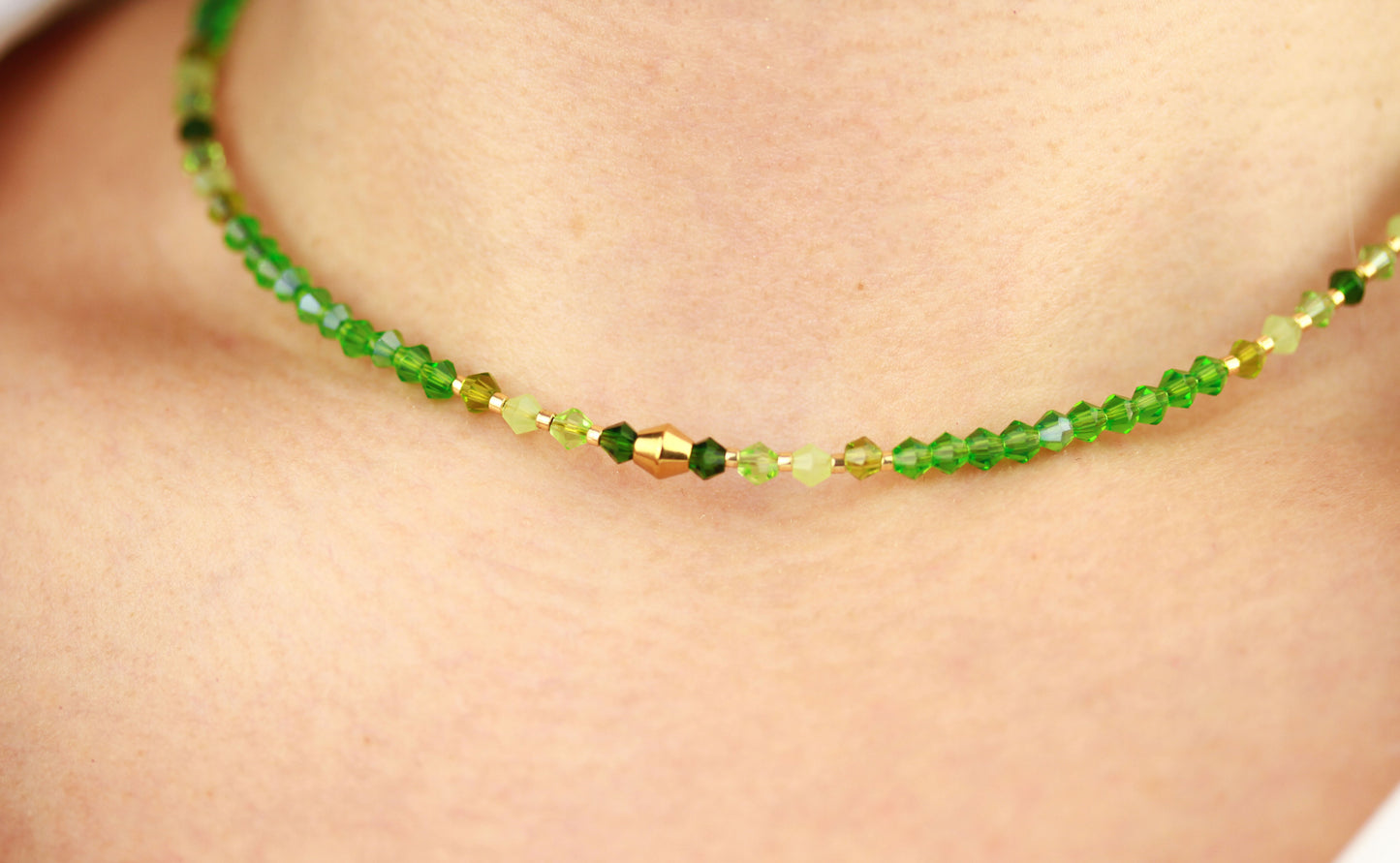 Grünes Kristall & Malachit Perlen Schmuckset – Handgefertigt