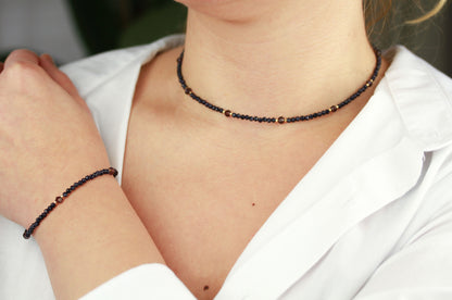 Blauer Sternenstein – Choker & Armband Set mit Goldakzenten
