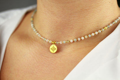 Morganit Naturstein Schmuckset – Perlenkette & Armband | Handgefertigt